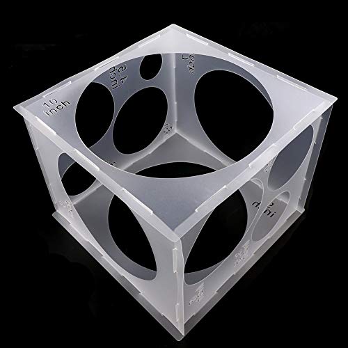 Hileyu Caja de Cubo de Tamaño de Globo Plástico Plegable de 11 Agujeros Herramienta de Caja de Medición de Globos para Decoraciones de Cumpleaños Boda Fiesta