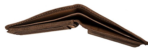 Hill Burry Cartera de Cuero para Hombre | Billetera - Monedero de Cuero Genuino de Búfalo | Hombres - Mujeres Bolsillo Horizontal | RFID (marrón Oscuro)