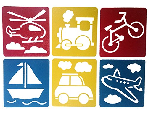 Hillento 6 paquetes (36 piezas) Plantillas de dibujo para niños, plantillas de pintura plástica, manualidades para niños, seis patrones diferentes de plantillas de pintura