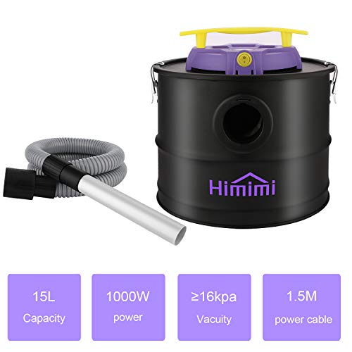 Himimi Aspirador de Cenizas, Colector de Polvo 1000W 15L de Gran Capacidad, Apto para Horno, Chimenea, Parrilla