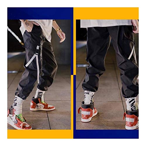 Hip Hop Streetwear hombres Harem Pantalones de Carga de Corea del basculador pantalón sólido entero Negro Color Blanco tobillo pantalones blancos Techwear ( Color : White , Size : L(Weight 52 57kg) )