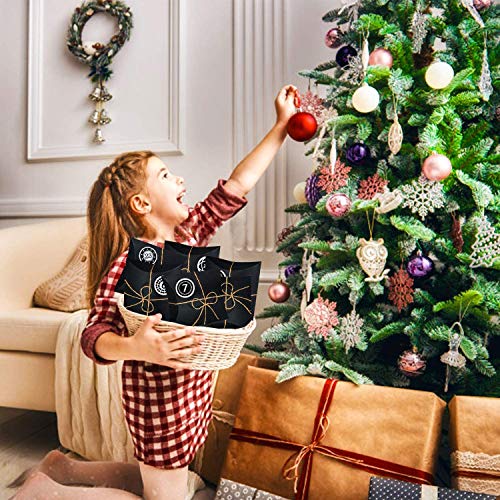 HIQE-FL Calendario de Adviento 2020,Bolsas Calendario Adviento,Caja de Dulces,Navidad Bolsas,Bolsa De Regalo Navidad,Cajas de Regalo Navidad,Decoración de Regalos (Schwarz)