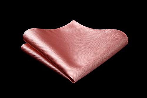 HISDERN Panuelo de corbata rosa solido para hombres Fiesta de bodas Corbata clasica y conjunto de bolsillo cuadrado