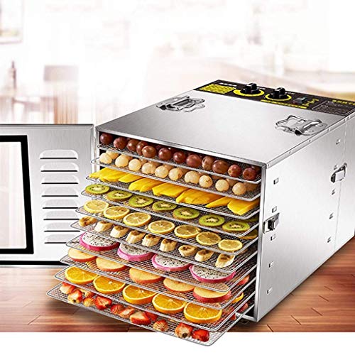 HJTLK Deshidratadores de Alimentos, secador de Alimentos, secador de Alimentos eléctrico de Acero Inoxidable de 10 Niveles 60L 1000W, temporización Inteligente de la máquina 0~15H 40 ℃ ~ 90 ℃ Co