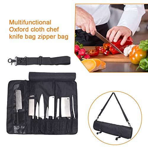 HNYG Chef Knife Roll Bag con 17 ranuras, bolsa de cuchillas compacta y portátil Estuche de almacenamiento con correa para el hombro, bolsa de herramientas resistente al agua y lavable HYDD14-UK