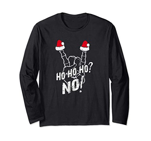 Ho Ho Ho No | Mano de hueso Navidad sarcástica divertida Manga Larga