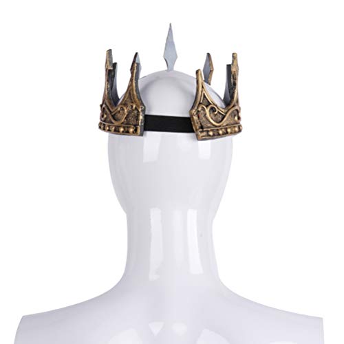 Holibanna corona de plata retro corona de príncipe suave tocado medieval pu para fiesta de disfraces de cosplay halloween (Oro)