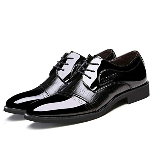 Hombres Zapatos de Vestir de Negocios Impermeable Transpirable Charol Moda Gofrado Puntiagudo con Cordones Pisos Oxfords Zapatos Casuales Hombres