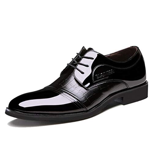 Hombres Zapatos de Vestir de Negocios Impermeable Transpirable Charol Moda Gofrado Puntiagudo con Cordones Pisos Oxfords Zapatos Casuales Hombres
