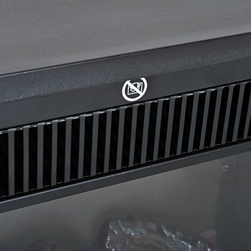 HOMCOM Chimenea Eléctrica Calefactor Tipo Estufa de Pie con Efecto de Leña Ardiendo 600W/1200W 38.5x22x30.5cm Metal Negro