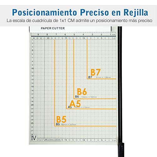 HOMCOM Cortador de Papel A4 Guillotina Profesional para Papelería Fotográfica Oficina Estudio Escuela Capacidad 12 Hojas con Regla Guía Cizalla de Cuchilla 48x26.5x5cm