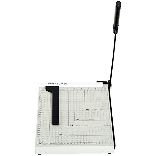HOMCOM Cortador de Papel A4 Guillotina Profesional para Papelería Fotográfica Oficina Estudio Escuela Capacidad 12 Hojas con Regla Guía Cizalla de Cuchilla 48x26.5x5cm