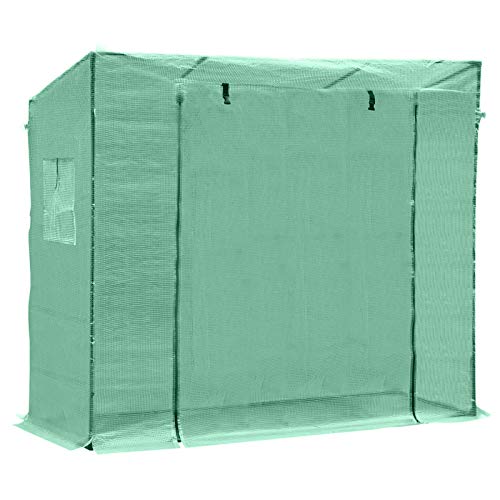 HOMCOM Outsunny Invernadero de Jardín Exterior 200x77x170 cm/150 cm Tubo de Acero 1 Puerta 2 Ventanas Tomates Semillero