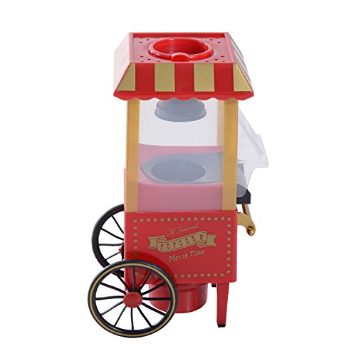 HOMCOM Palomitero Vintage Máquina de Palomitas de Maíz Portátil 1200w 22x19x39CM Color Rojo Aluminio