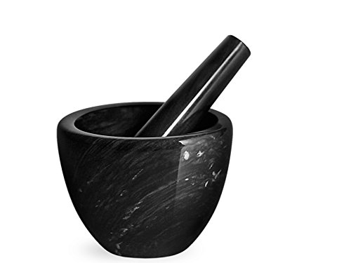 HOME Mortero con pilón Negro, 10 cm, mármol, Negro, 12 x 12 x 13 cm