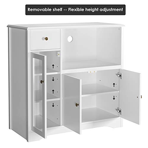 HOMECHO Mueble Auxiliar de Microondas para Cocina Alacena Aparador bajo la Cocina para Almacenamiento Blanco Marfil 90x45x82 cm