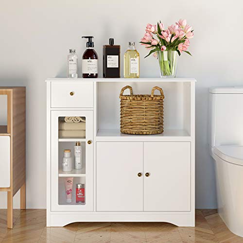 HOMECHO Mueble Auxiliar de Microondas para Cocina Alacena Aparador bajo la Cocina para Almacenamiento Blanco Marfil 90x45x82 cm