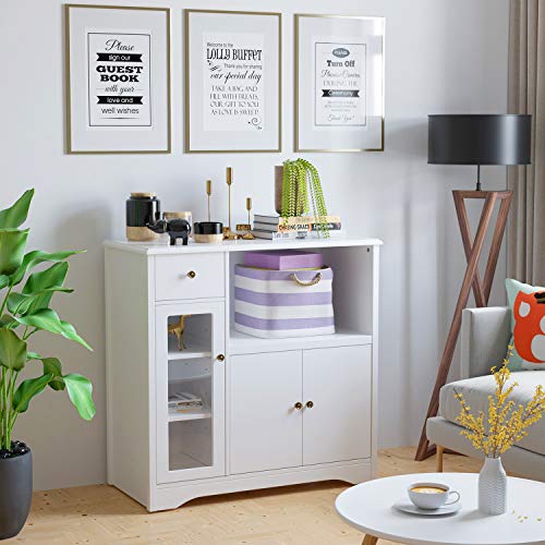 HOMECHO Mueble Auxiliar de Microondas para Cocina Alacena Aparador bajo la Cocina para Almacenamiento Blanco Marfil 90x45x82 cm