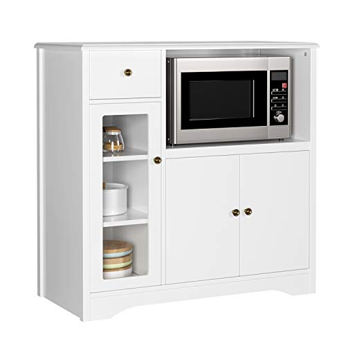 HOMECHO Mueble Auxiliar de Microondas para Cocina Alacena Aparador bajo la Cocina para Almacenamiento Blanco Marfil 90x45x82 cm