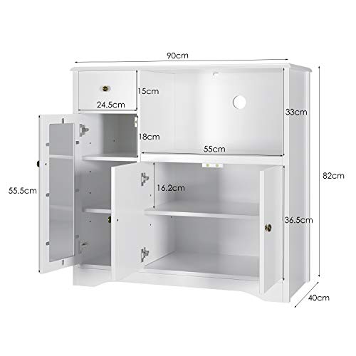 HOMECHO Mueble Auxiliar de Microondas para Cocina Alacena Aparador bajo la Cocina para Almacenamiento Blanco Marfil 90x45x82 cm