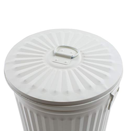 Home&Decorations YJ13-1058-CW1 Contenedor de Basura Vintage Cesto para la Ropa con Tapa y Asas de Transporte Papelera de Metal