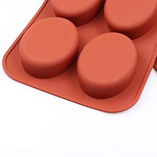 homEdge Molde de silicona ovalado de 6 cavidades, 3 paquetes de moldes ovalados para hacer jabón hecho a mano, chocolate, velas de jabón y gelatina marrón