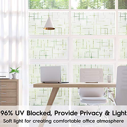 Homein Vinilo Ventana Electroestatico Vinilos Cristales para Privacidad Película Adhesiva Deslustrado Sin Pagamento Facíl Desmontar y Reutilizar Motivo Cruz de Baño Cocina Oficina Anti UV 44.5*200cm