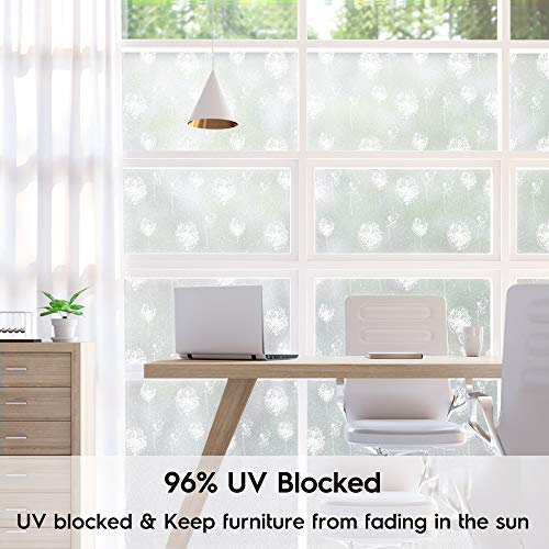 Homein Vinilo Ventana Película Para Ventana Lamina Buena Privacidad Sin Cola Vinilo Deslustrado Electricida Estática Autoadhesivo Facíl Desmontar y Reutilizar de Baño Cocina Oficina Anti UV 90*200cm