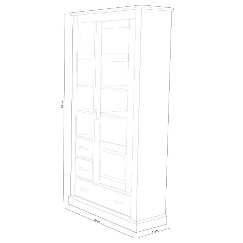 HomeSouth - Vitrina 3 Cajones + 1 Puerta con Luces Led, Mueble Auxiliar de Salon o Comedor, modelo Irma, Acabado en Andersen Pino y Gris, Medidas: 204 cm (alto) x 99 cm (largo) x 42 cm (fondo)