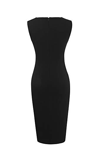 HOMEYEE Vestido sin Mangas de Negocios con Contraste en Color elástico Vintage de Mujer B517 (EU 42 = Size XL, Blanco + Negro)