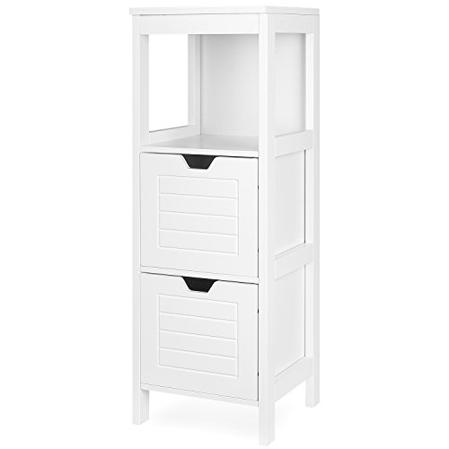 Homfa Armario de Suelo para baño Mueble Columna 1 Estantes y 2 Cajones 30x30x89cm