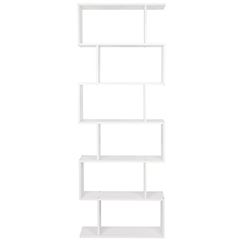 Homfa Estantería librería 6 Estantes Estantería Pared Estantería Libros de diseño Blanco 70x23.5x190.5cm