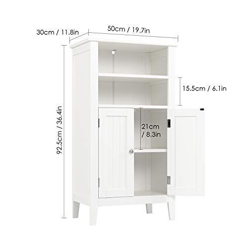 Homfa Mueble Auxiliar Baño Armario de Suelo para Baño Cocina Salón Armario Almacenaje con 4 Compartimentos 2 Puertas Blanco 50x30x92.5cm