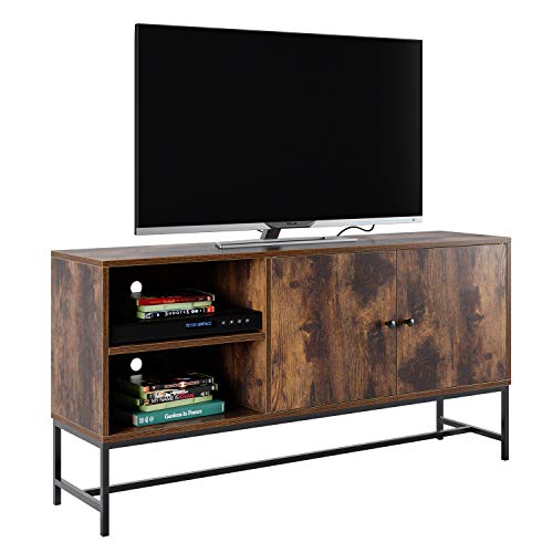 Homfa Mueble TV Salón Mesa para TV Armario Salón Mueble Auxiliar Dormitorio con 2 Puertas 4 Compartimientos Vintage Industrial 120x30x60.3cm