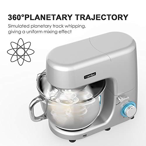 Homlee1800W Batidora Amasadora,Robot de cocina Automática Multifuncional, Profesional Amasadora de Bajo Ruido para Repostería Alta potencia Amasadora de pan con Cuenco de 7,2L
