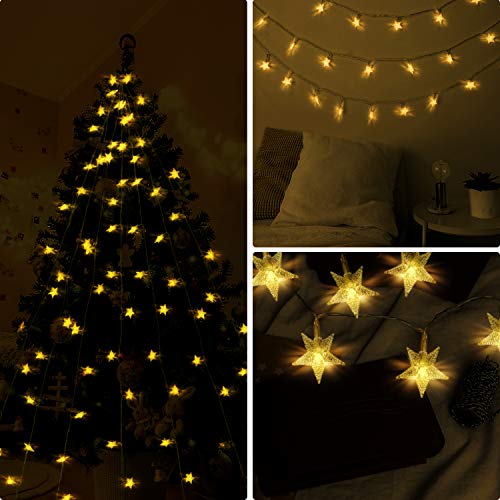 HOMVAN Luces de Estrellas 50 LED Estrellas 7.5M Baterías Powered Decorativo Blancas de Luz Cálida Luces para la Navidad Fiesta Jardines Casas Boda