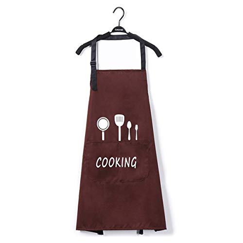 HOMVILLA Delantal Cocina Delantales Impermeable, Delantal de Chef Ajustable con Bolsillos para el Hogar, Restaurante, Artesanía, Jardín, Barbacoa, Escuela, Cafetería y Delantales para Hombres, Mujeres