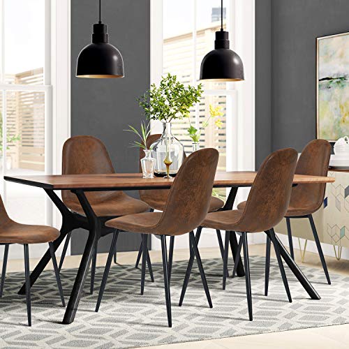 Homy Casa Dining Chairs Set de 4 sillas de Comedor Scandinavian Suede Retro Vintage Brown