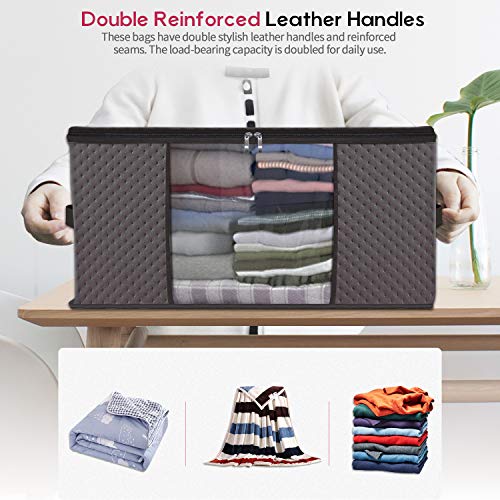 homyfort 3 Piezas Bolsa de Almacenamiento Debajo de la Cama, Gruesa Bolsa Suave para Organizador de armarios, Bolsas para Guardar la Ropa, edredones, Ropa de Cama, 50 x 40 x 25 cm, Marrón, X3MR50S