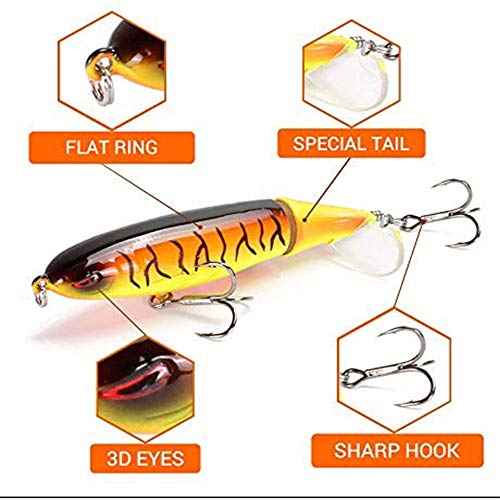 HONESFRIENWL Señuelos De Pesca Realistas, 10 Cm Ojos Realistas 3D Flotante Cola Giratoria Señuelos De Cebo Conjunto De Aparejos para Todo Tipo De Peces