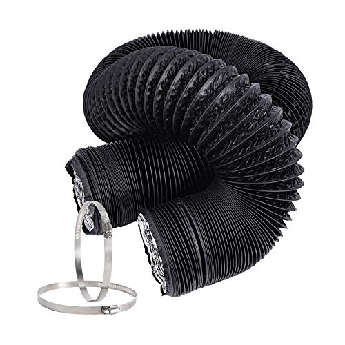 Hon&Guan Tubo de Manguera de Ventilación Tubo Aire Flexible di Aluminio PVC para Extractor de Aire, Climatización, Secadora(ø125mm*5m, Negro)