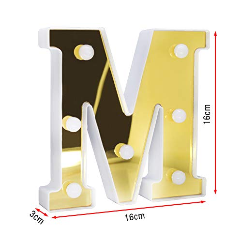 HONPHIER® Letras luces alfabeto lámpara LED carta iluminación letras iluminadas Nachtlichter decoración para cumpleaños Party bodas guarderías (M)