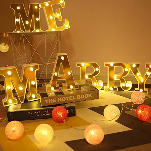 HONPHIER® Letras luces alfabeto lámpara LED carta iluminación letras iluminadas Nachtlichter decoración para cumpleaños Party bodas guarderías (M)