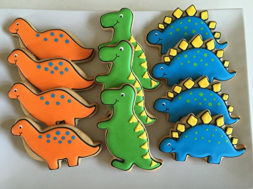 HONYAO Juego De Cortador De Galletas De Dinosaurios Para NiñOs - 5 Piezas - Tiranosaurio Rex, Stegosaurus, Camarasaurus, Pterosauria Y Baby Dinosaur - Acero Inoxidable