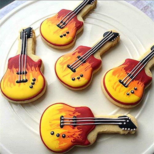 HONYAO Música Juego de Moldes Galletas - 8 Piezas - Piano, violín, Guitarra, 3 Notas Musicales - de Acero Inoxidable