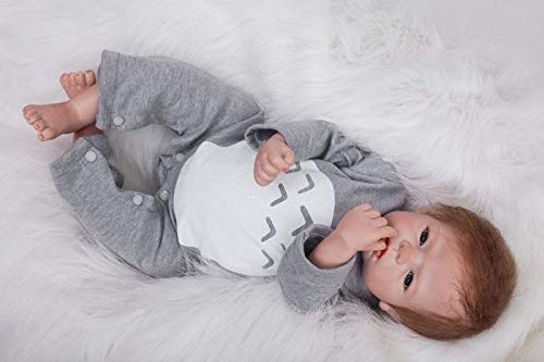 HOOMAI 22inch 55 cm Boy muñeca Reborn bebé Niño pequeño Suave Silicona Vinilo Realista Reborn Baby Doll Niñas Magnetismo Juguetes Bebes Recien Nacidos Ojos Abiertos