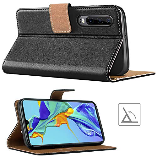 HOOMIL Funda para Huawei P30,Funda de Cuero PU Premium Carcasa para Huawei P30 (Negro)