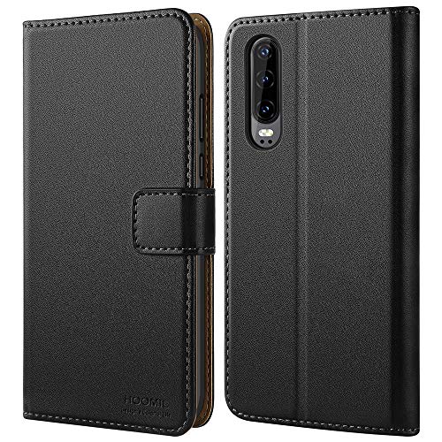 HOOMIL Funda para Huawei P30,Funda de Cuero PU Premium Carcasa para Huawei P30 (Negro)