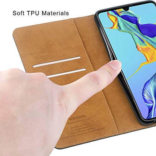HOOMIL Funda para Huawei P30,Funda de Cuero PU Premium Carcasa para Huawei P30 (Negro)