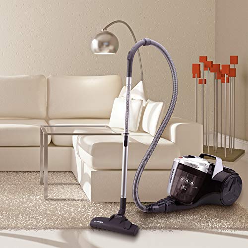 Hoover Breeze BR30PET - Aspirador sin bolsa, Aspirador ciclónico, Cepillo especial para pelo de mascota, Cepillo parquet, Filtro EPA, 550W, Depósito 2L, 78dBA, Potencia fija, Cable 8m, Color gris